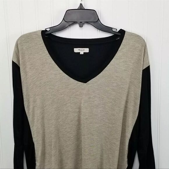 Madewell Womens Gray & Black Anthem Tee in Color Block Long Sleeve Size XS - Picture 7 of 10